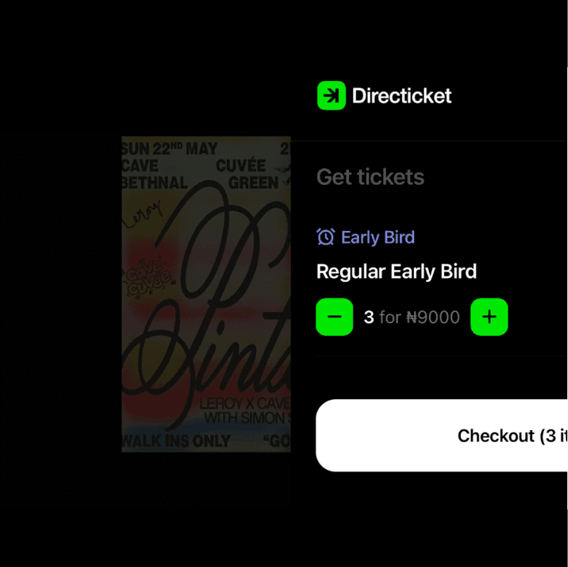 Directicket automatically pays event organizers 100% of their ticket revenue without fees daily.